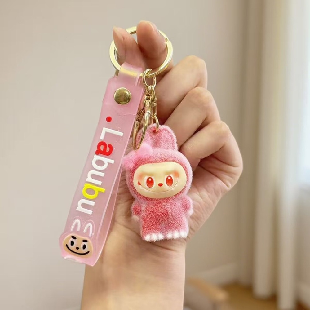 Pink Plush Character Key & Card Holder Keychain